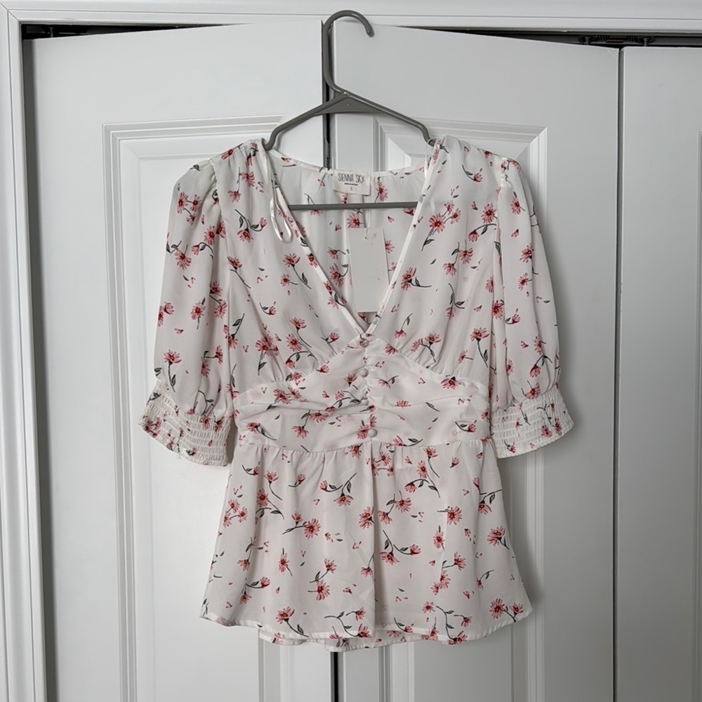 Chicwish White Floral Wrap Top